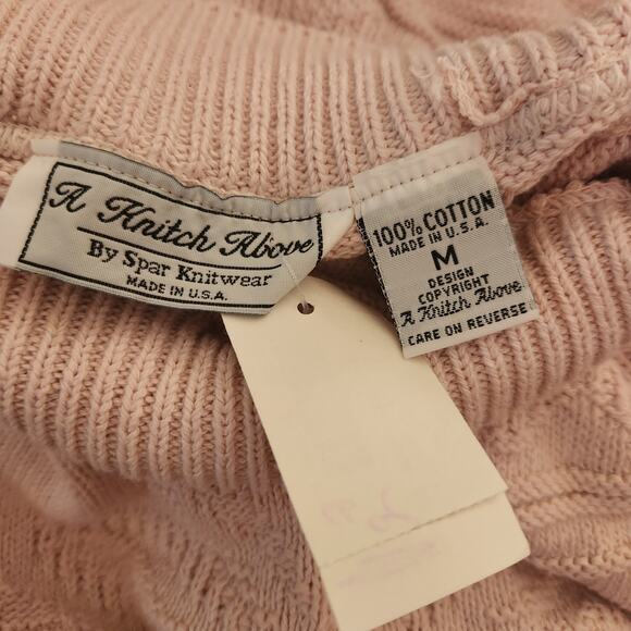 A Knitch Above by Spar Knitwear Women's Med Pink Knit Sweater Mock Neck Cotton - Picture 9 of 10